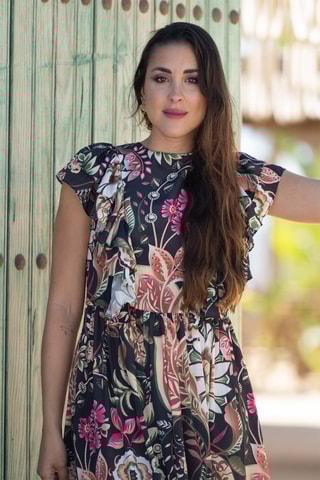 Abito lungo in seta - Nero