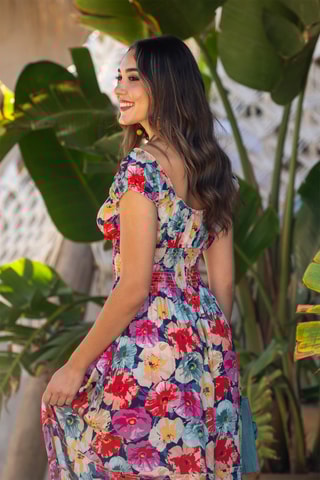 Abito lungo in seta - Multicolore