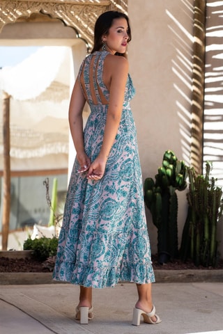 Abito lungo in seta - Verde