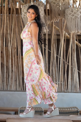 Abito lungo in seta - Multicolore