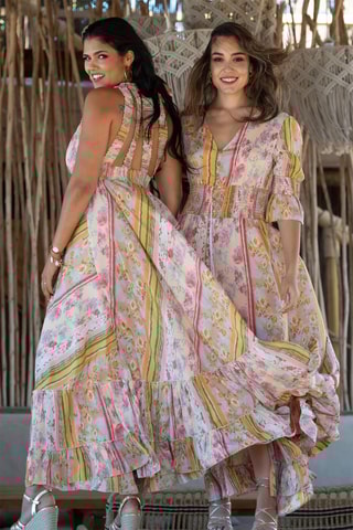 Abito lungo in seta - Multicolore