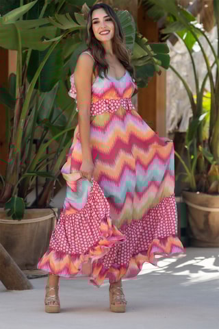 Abito lungo in seta - Rosa