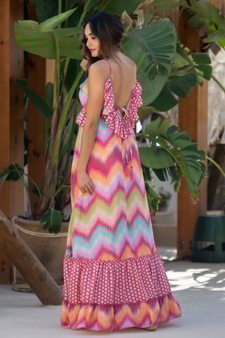 Abito lungo in seta - Rosa