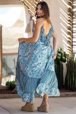 Abito lungo in seta - Blu