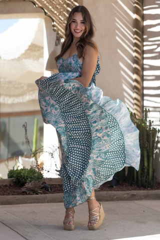 Abito lungo in seta - Blu