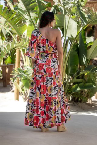 Abito lungo in seta - Rosso