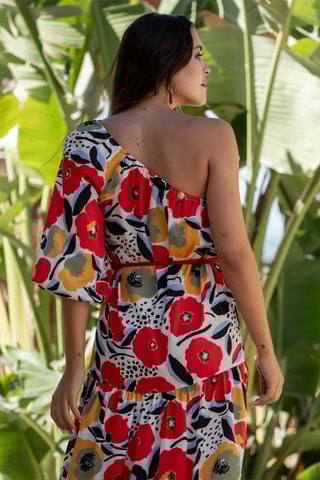 Abito lungo in seta - Rosso