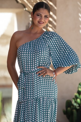 Abito lungo in seta - Verde