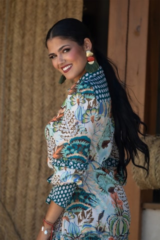 Abito a camicia in seta - Verde