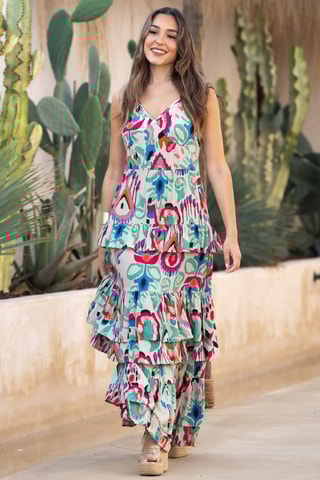 Abito lungo senza maniche - Multicolore