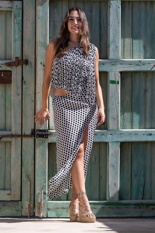 Abito asimmetrico in seta - Bianco