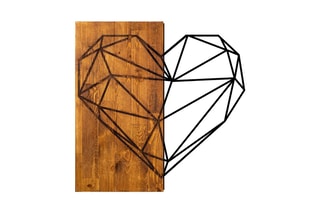 Wanddecoratie Heart - Naturel en Zwart