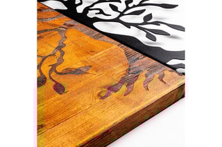 Houten Wanddecoratie Agac - 58 x 58 cm - Naturel en Zwart