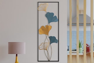 Wanddecoratie 32 x 5 x 90 cm - Blauw en Goudkleurig