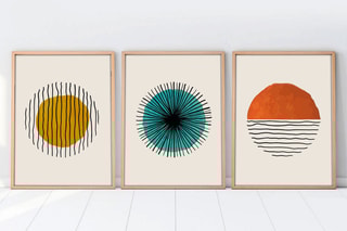 3 Massief Houten Wanddecoraties - 35 x 50 cm