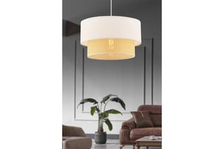 Lampadario Echo Hazeran - Bianco ed effetto vimini - 60 W