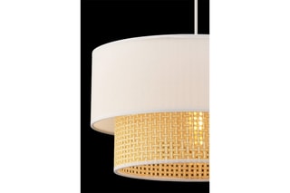 Lampadario Echo Hazeran - Bianco ed effetto vimini - 60 W