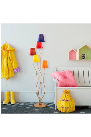 Lampadaire en bois -  Naturel et beige - 5 x 40 W