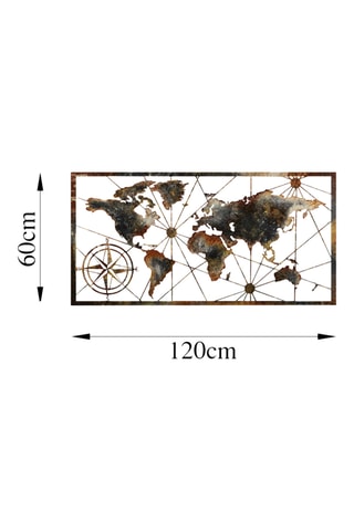 Décoration murale World Map Large - 120 x 60 cm - Marron