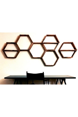 6 Houten Wandelementen - 40 x 10 x 37 cm