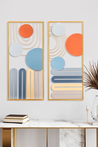 2 Wanddecoraties - Geel en Blauw