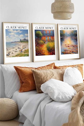 3 tableaux en bois massif Claude Monet - 30 x 40 cm