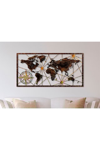 Décoration murale World Map - 120 x 60 cm - Marron
