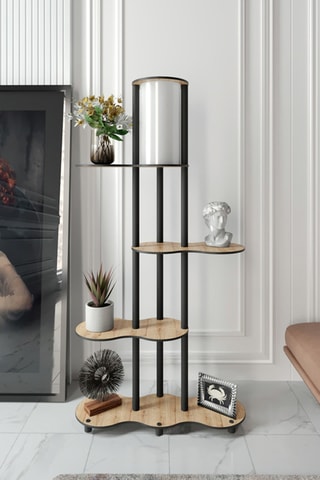 Staanlamp - Walnoothout-imitatie - 40 W