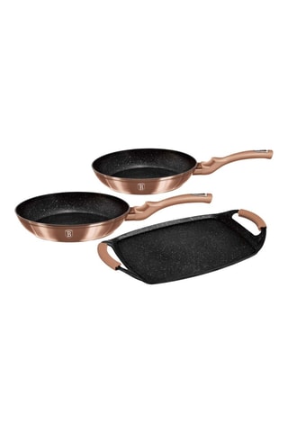 2 padelle e 1 piano cottura rivestimento marmo Metallic Line Rose Gold Edition