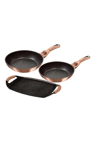 2 padelle e 1 piano cottura rivestimento marmo Metallic Line Rose Gold Edition