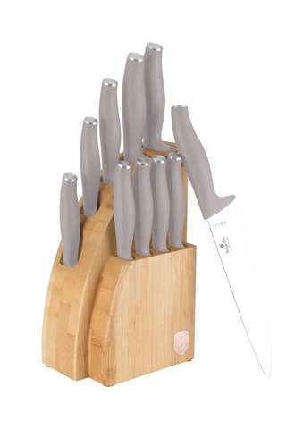 Blocco in bambù 9 pezzi in acciaio inossidabile Matt taupe