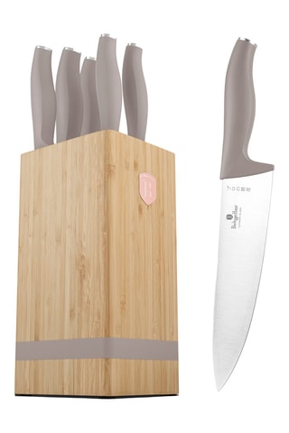 Blocco 5 pezzi in acciaio inossidabile e bambù Taupe Collection