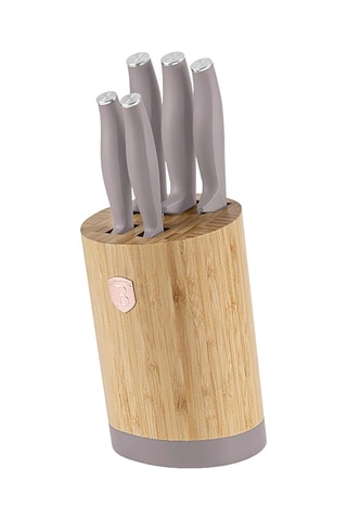 Blocco in bambù 5 pezzi in acciaio inossidabile Matt taupe 