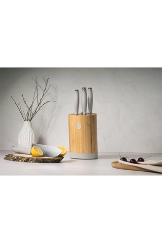 Blocco in bambù 5 pezzi in acciaio inossidabile Matt Cream 