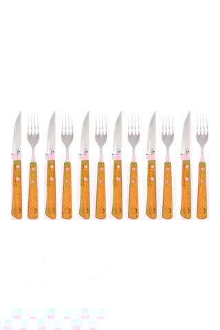 Servizio di posate in acciaio inossidabile e legno Steak - 12 pezzi