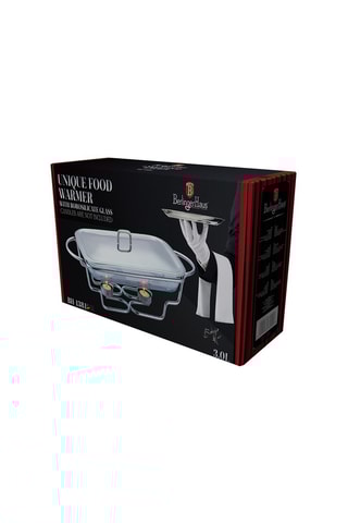 Scaldavivande rettangolare in acciaio inossidabile e vetro borosilicato Black Silver Collection