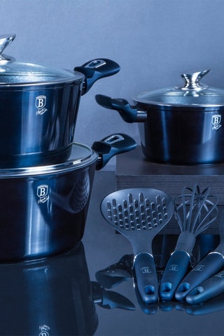 Batteria di pentole rivestimento in marmo Aquamarine Edition - 10 pezzi