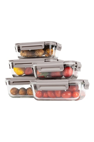 5 contenitori salvafreschezza in vetro borosilicato con coperchi in plastica senza BPA - 37-152 cl