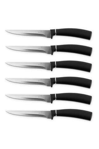 6 coltelli da bistecca in acciaio inossidabile Black Silver