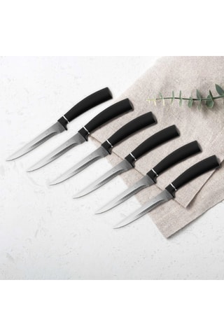 6 coltelli da bistecca in acciaio inossidabile Black Silver