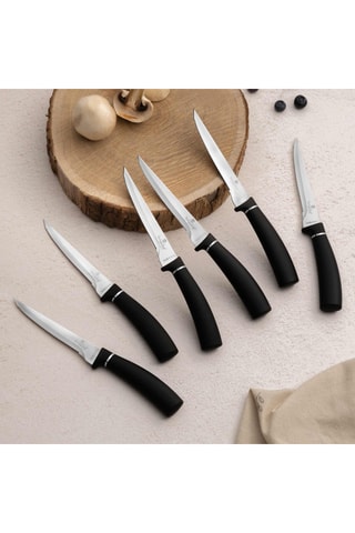 6 coltelli da bistecca in acciaio inossidabile Black Silver