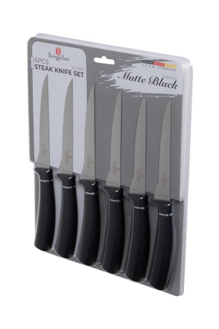 6 coltelli da bistecca in acciaio inossidabile Black Silver