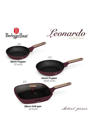 2 padelle e 1 bistecchiera con coperchio - 20/24/28 cm - 1/1,7/2,1 l