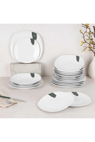 Servizio di piatti in porcellana Matte Green - 18 pezzi