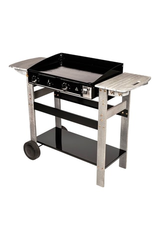 Plancha au gaz Ascain 2 brûleurs - 6 kW - Noir et naturel