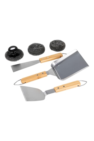 6 Roestvrijstalen en Bamboe Keukenaccessoires