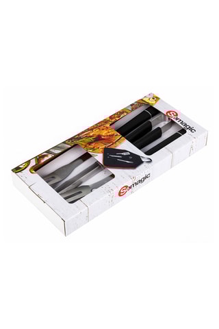 Schort en 3 Roestvrijstalen Keukenaccessoires - zwart en zilverkleurig