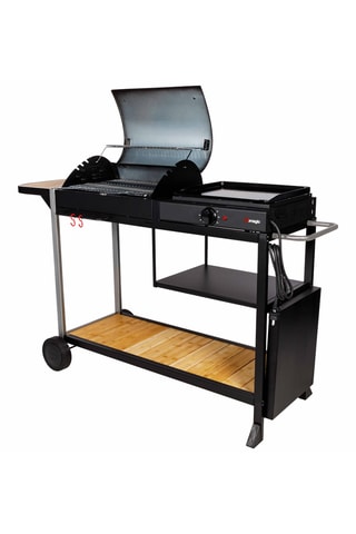 Elektrische Gietijzeren Barbecue en Plancha - 156,5 x 55,5 x 104 cm