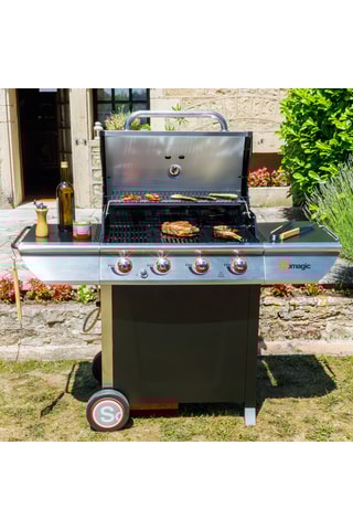 Barbecue au gaz en acier inoxydable - 14 kW - 150 x 57,5 x 115,5 cm