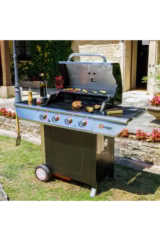 Barbecue au gaz en acier inoxydable - 14 kW - 150 x 57,5 x 115,5 cm